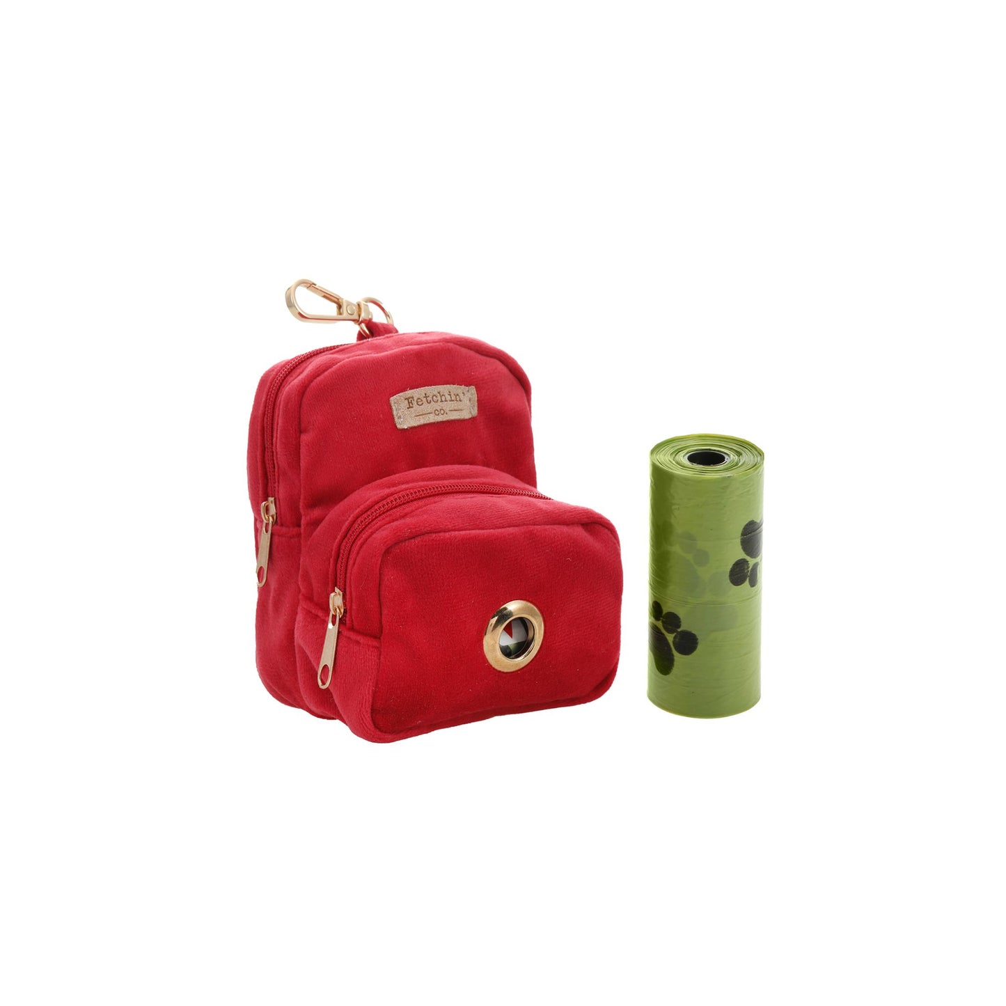 Red Velvet Mini Backpack Pet Waste Bag & Treat Holder