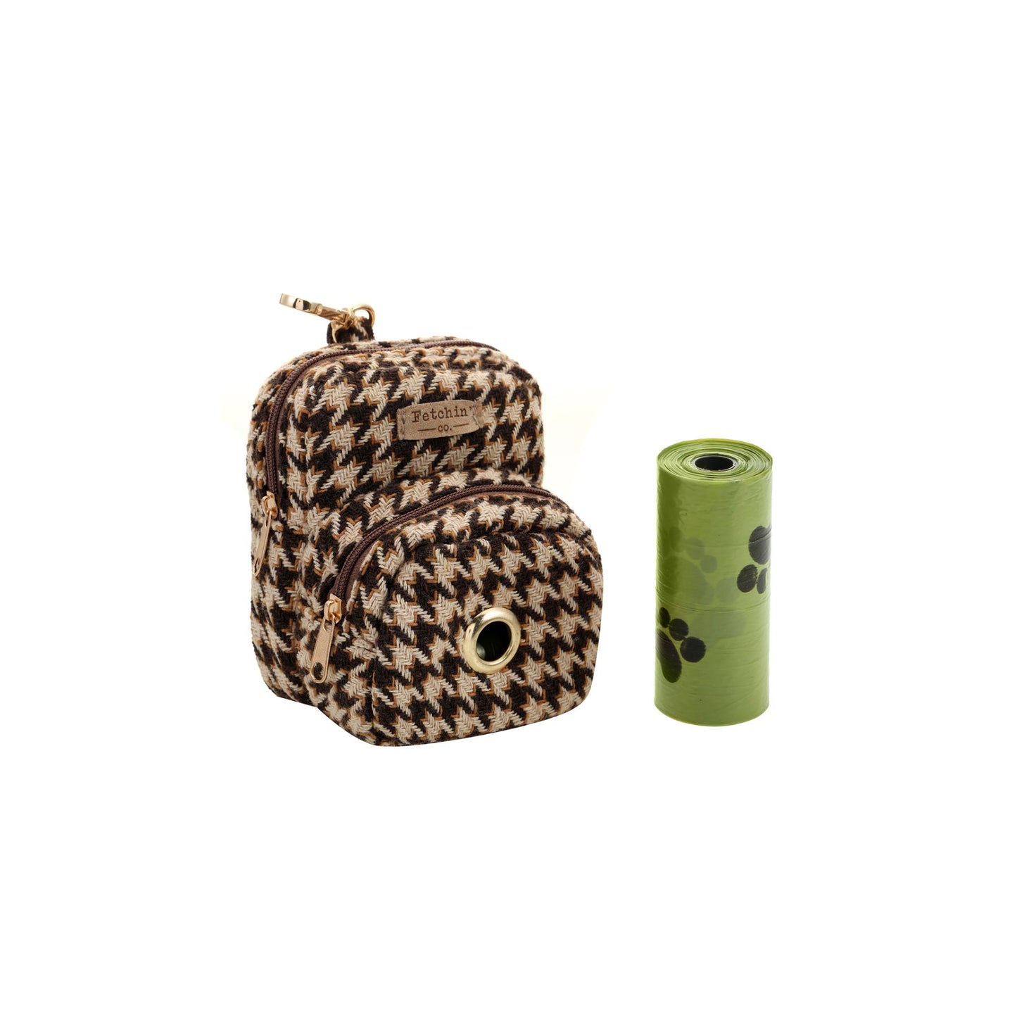 Houndstooth Mini Backpack Pet Waste Bag & Treat Holder