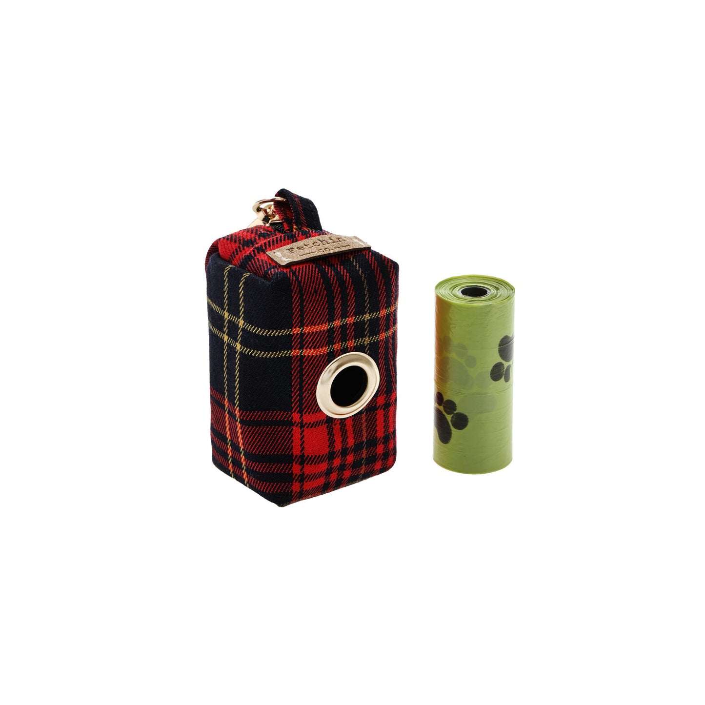 Red Plaid Pet Waste Bag Holder