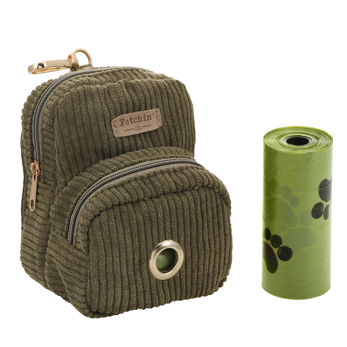 Green Corduroy Mini Backpack Pet Waste Bag & Treat Holder – Fetchin' Co