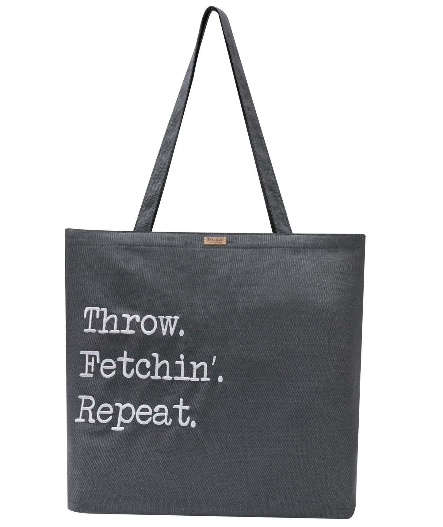 Throw Fetchin' Repeat Embroidered Tote Bag