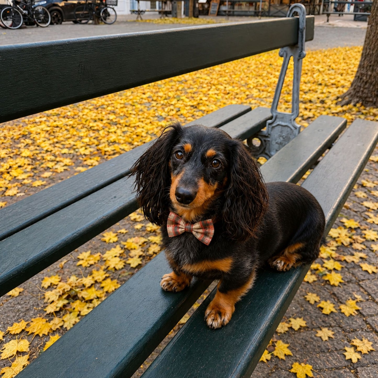 Rust Plaid Collar Bow Tie