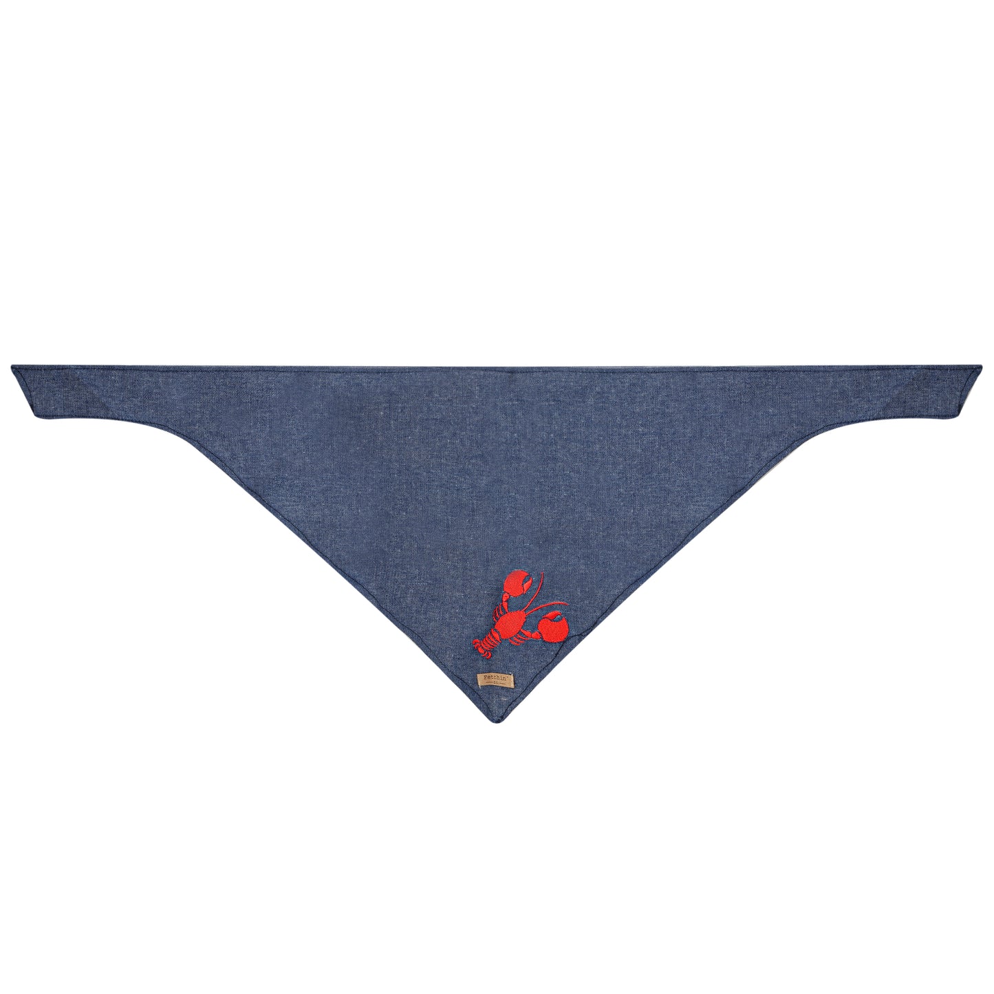 Chambray Embroidered Lobster Bandana