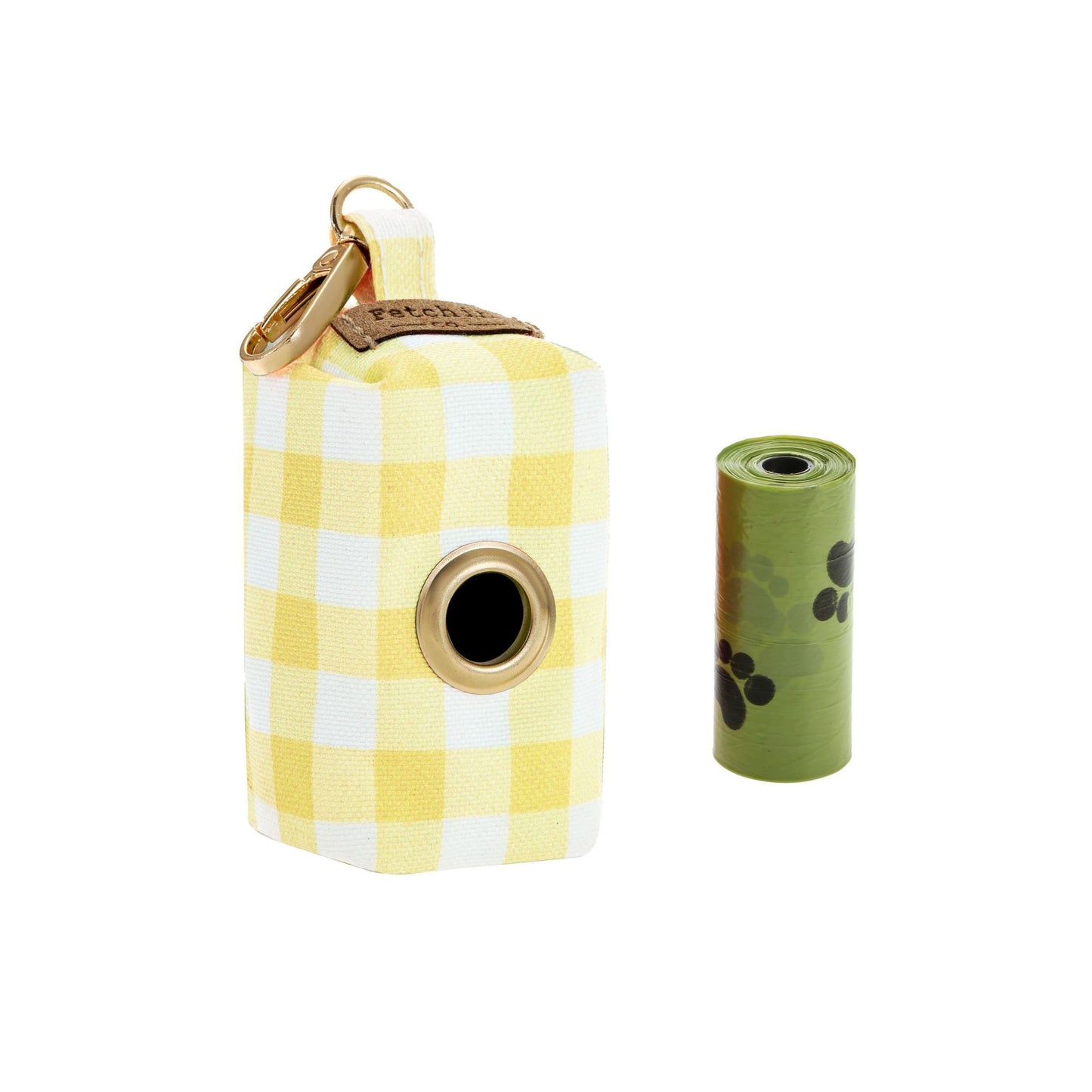 Yellow Gingham Pet Waste Bag Holder