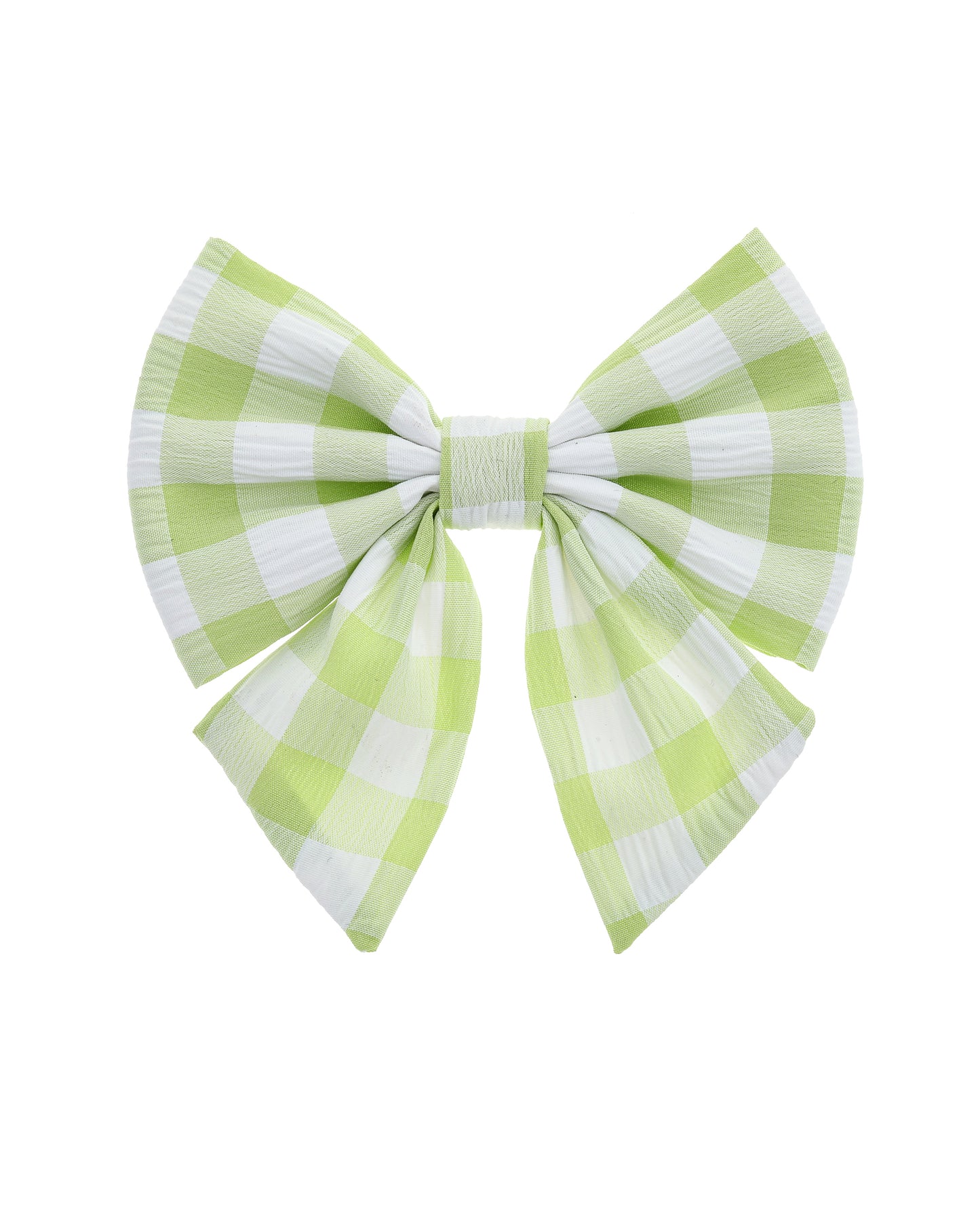 Green Gingham Collar Bow