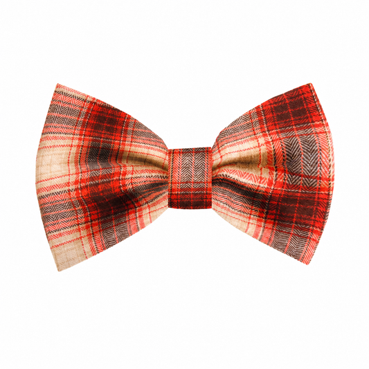 Rust Plaid Collar Bow Tie