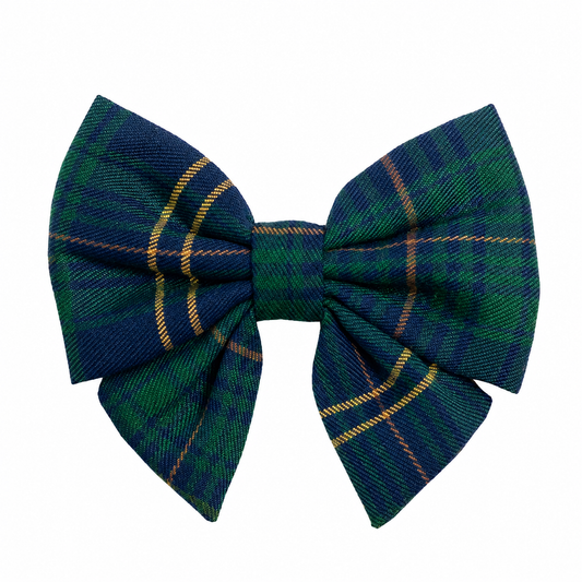 Navy Plaid Collar Bow