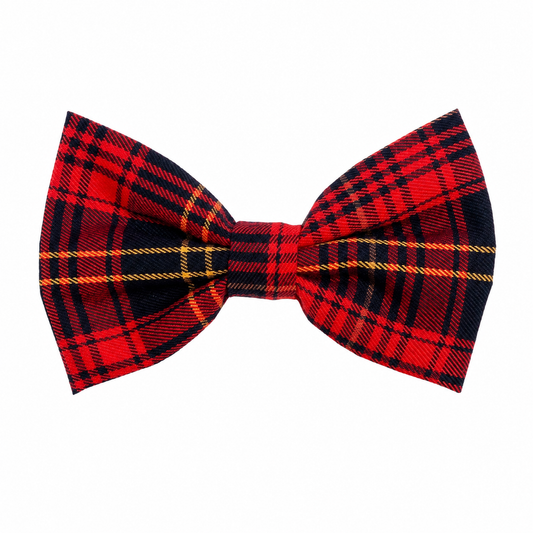 Red Plaid Collar Bow Tie