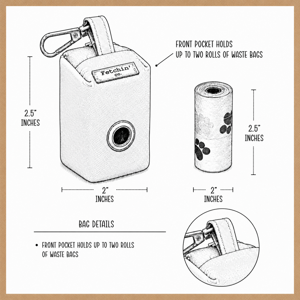 Rust Plaid Pet Waste Bag Holder