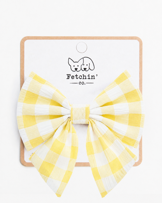 Yellow Gingham Collar Bow
