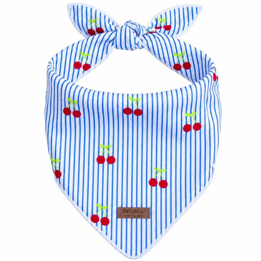 Cherry Pin-Striped Printed Bandana