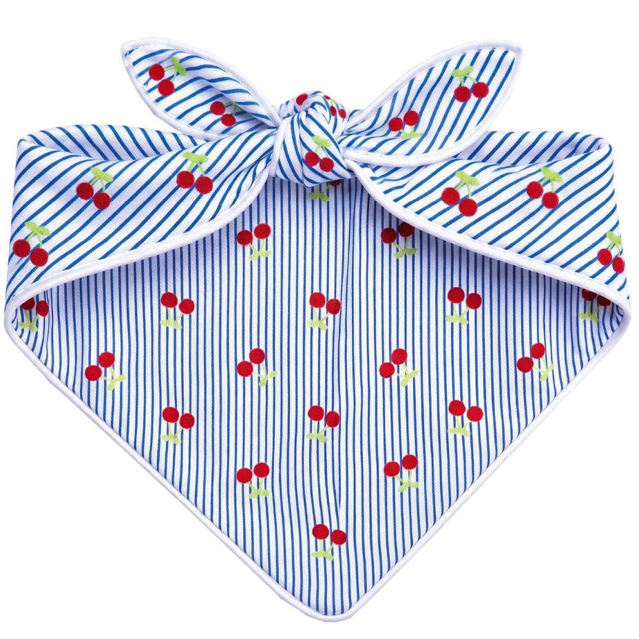 Cherry Pin-Striped Printed Bandana