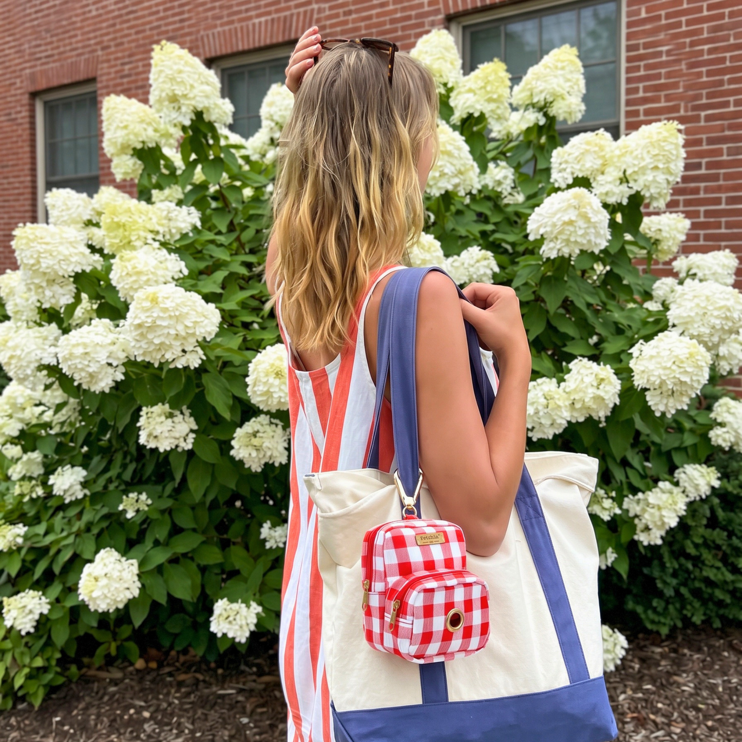 Red Gingham Mini Backpack Pet Waste Bag & Treat Holder