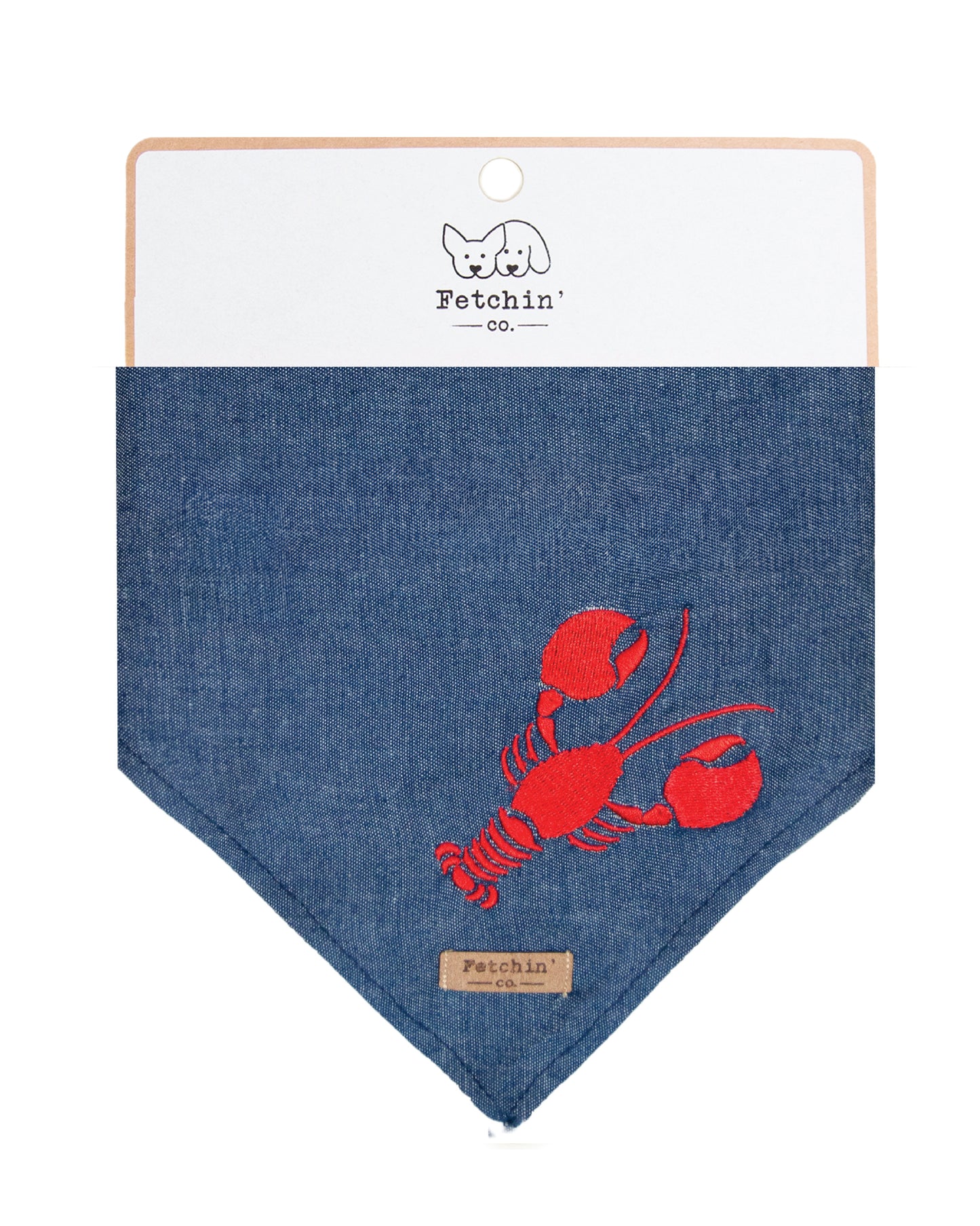 Chambray Embroidered Lobster Bandana