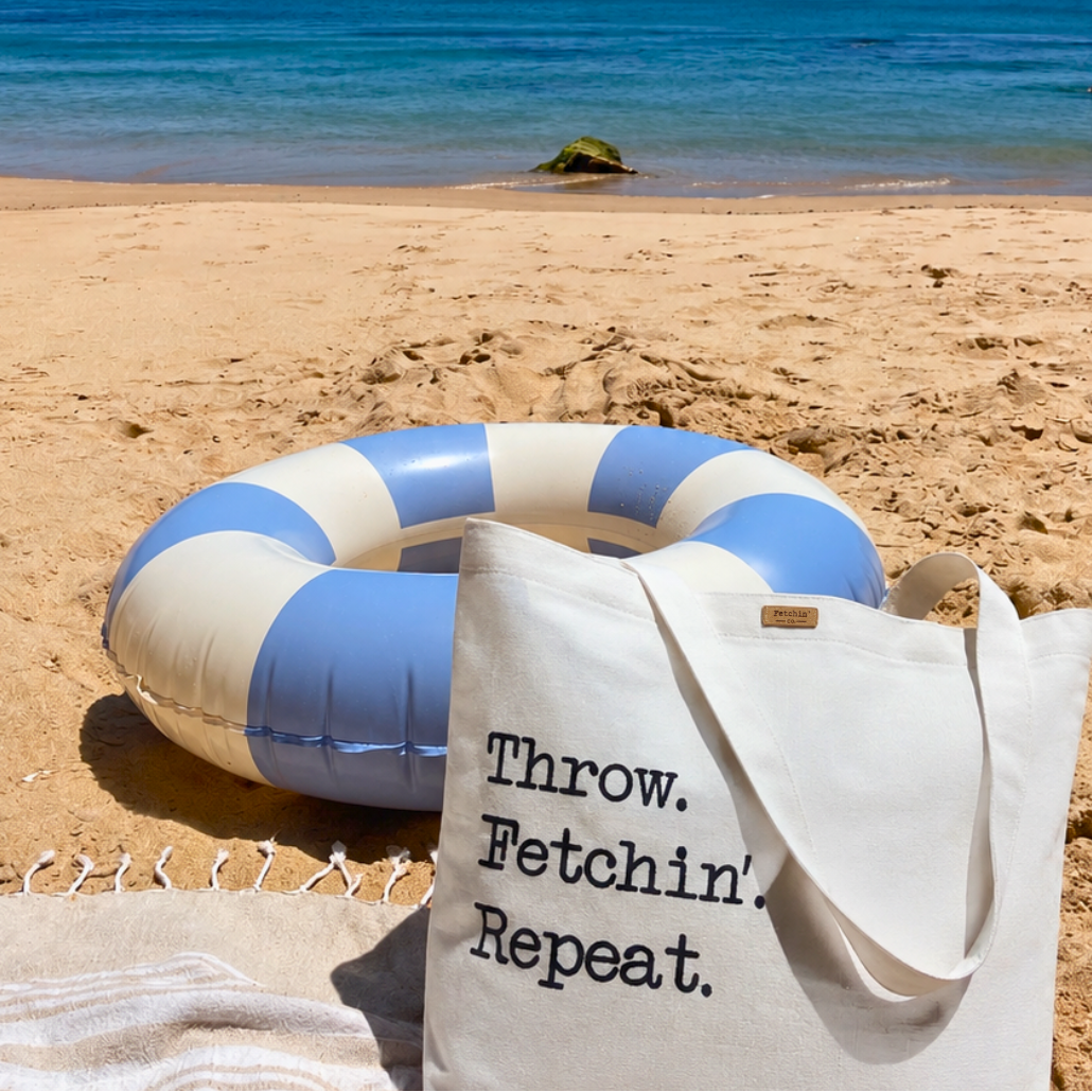 Throw Fetchin' Repeat Embroidered Tote Bag