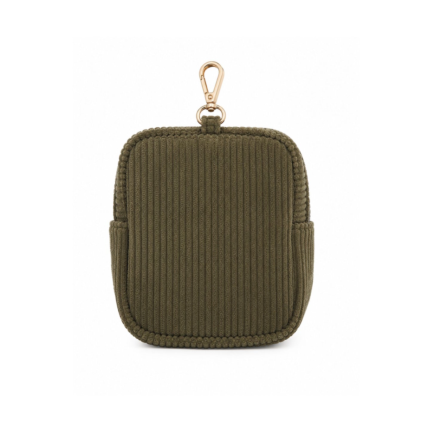 Green Corduroy Mini Backpack Pet Waste Bag & Treat Holder
