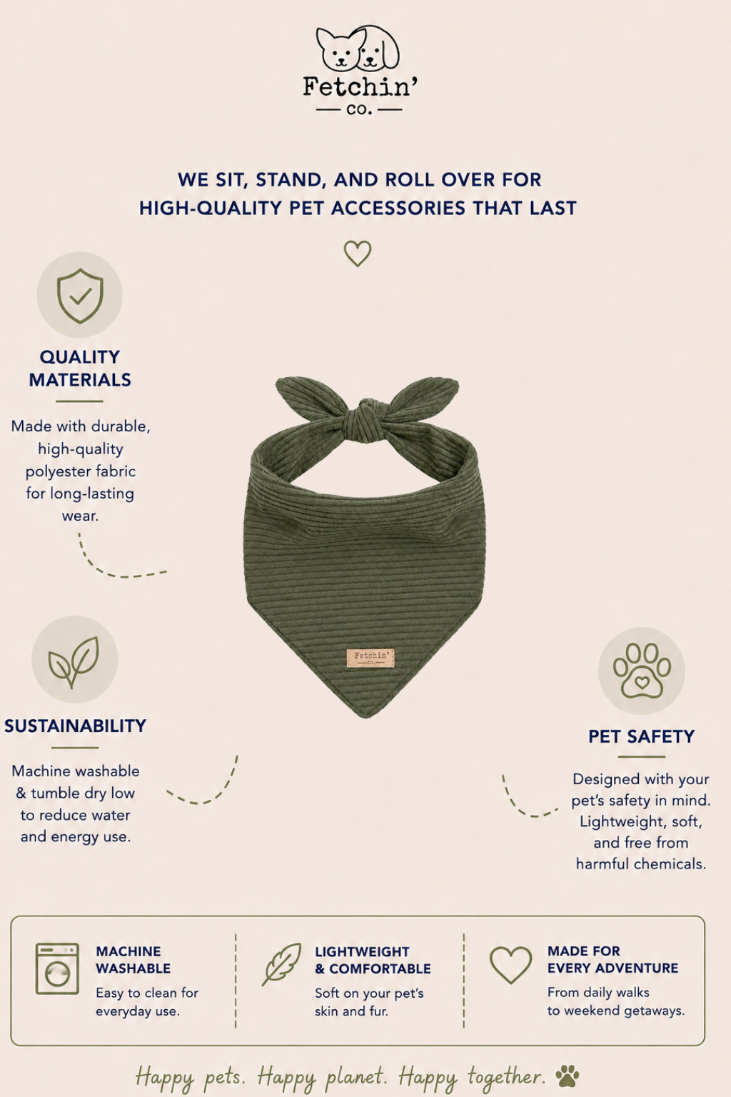 Green Corduroy Bandana