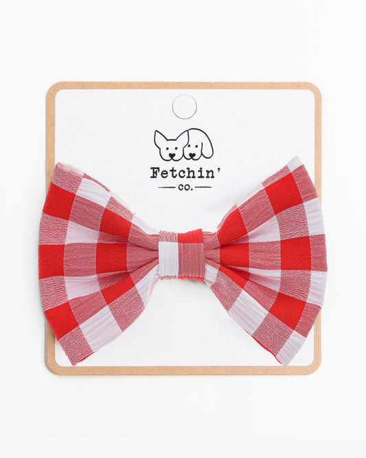 Red Gingham Collar Bow Tie