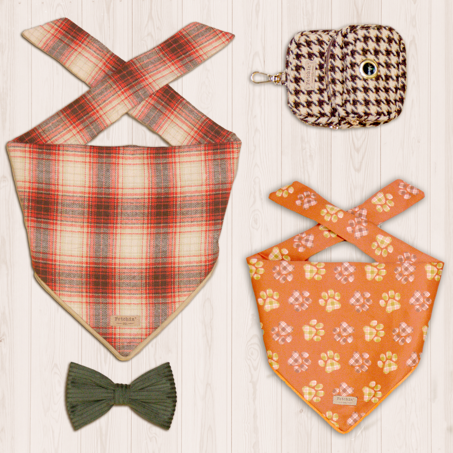 Plaid Paw Print Bandana