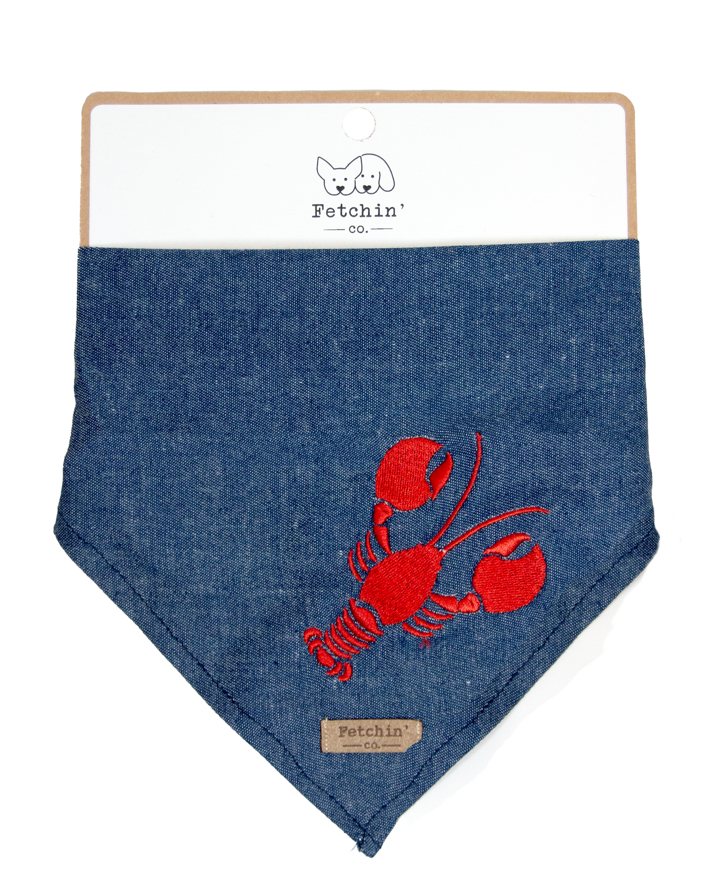 Chambray Embroidered Lobster Bandana