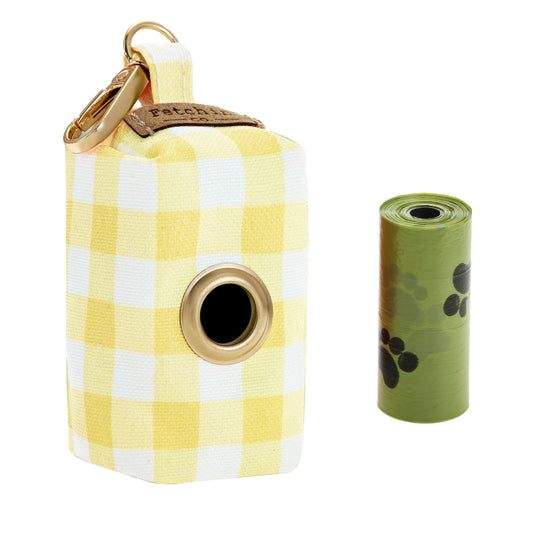 Yellow Gingham Pet Waste Bag Holder