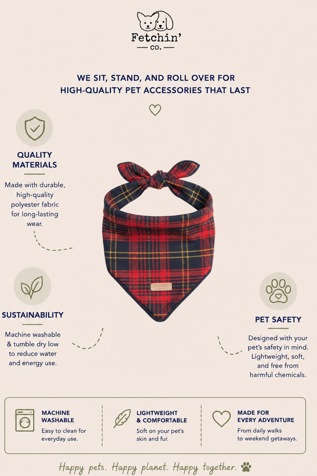 Red Plaid Bandana