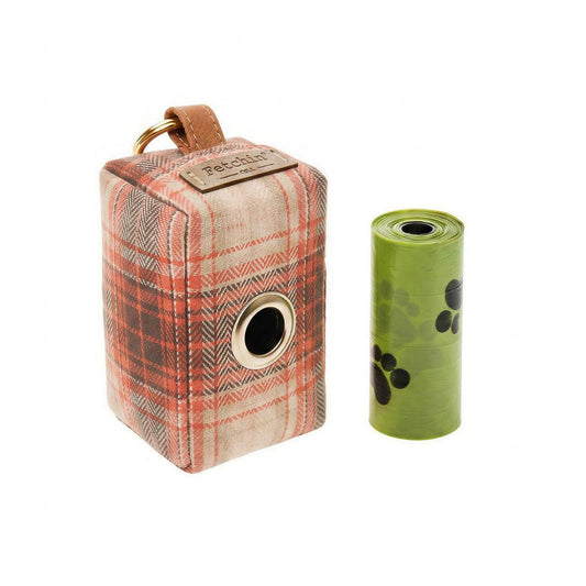 Rust Plaid Pet Waste Bag Holder