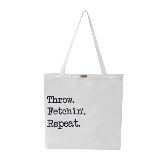Throw Fetchin' Repeat Embroidered Tote Bag