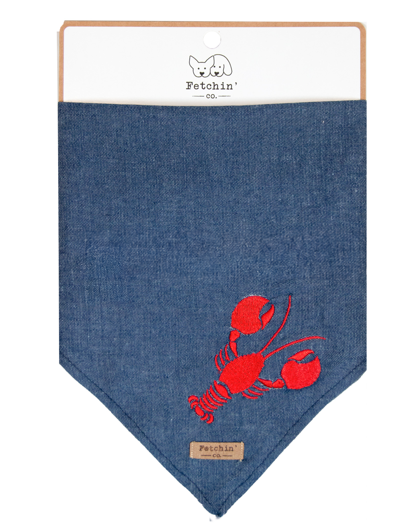 Chambray Embroidered Lobster Bandana