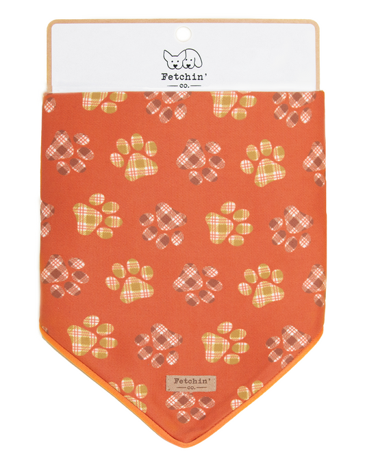 Plaid Paw Print Bandana