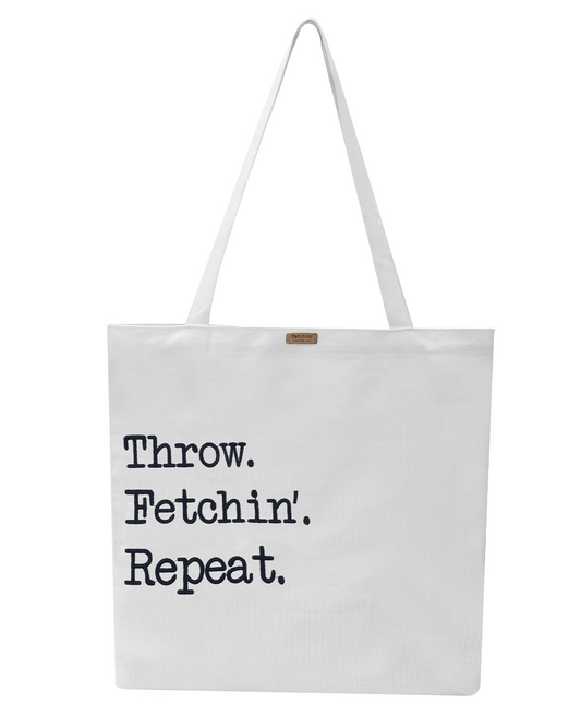 Throw Fetchin' Repeat Embroidered Tote Bag