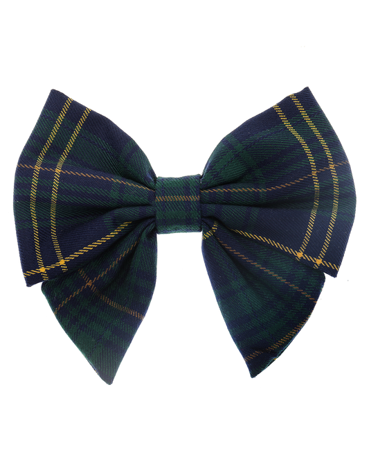 Navy Plaid Collar Bow