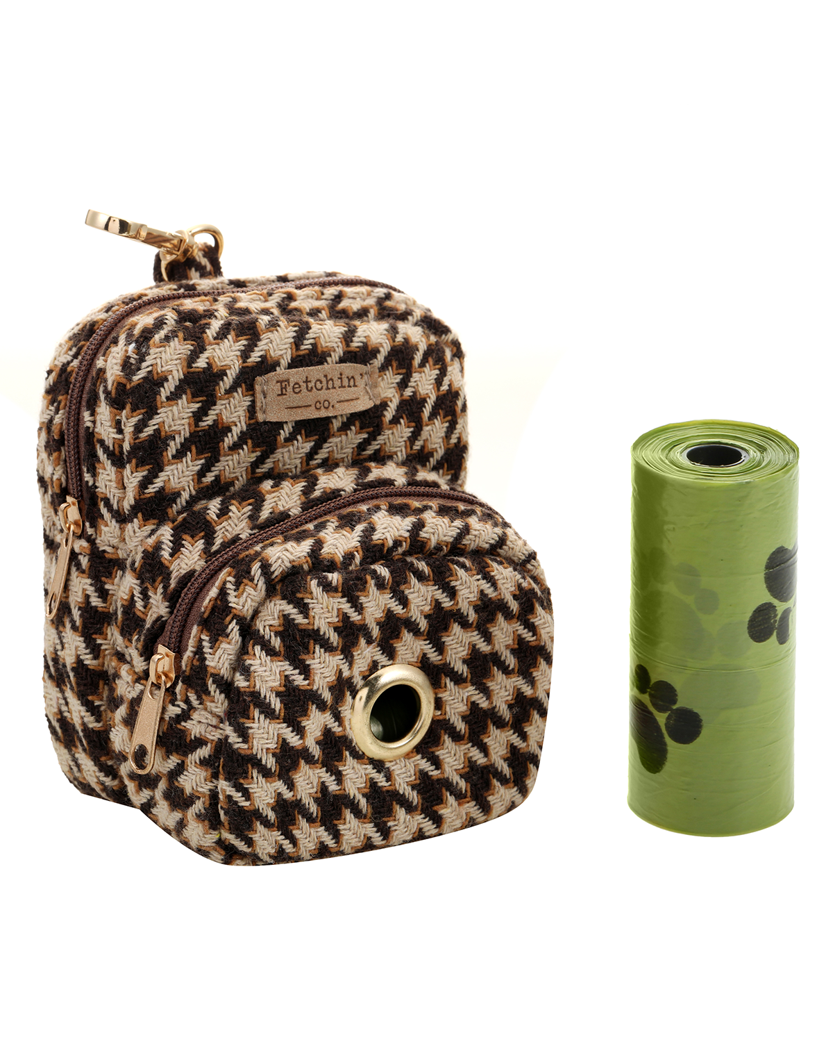 Houndstooth Mini Backpack Pet Waste Bag & Treat Holder