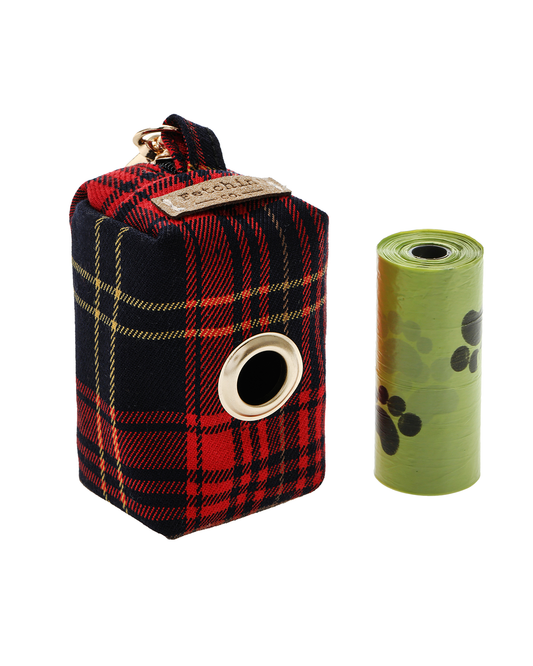 Red Plaid Pet Waste Bag Holder