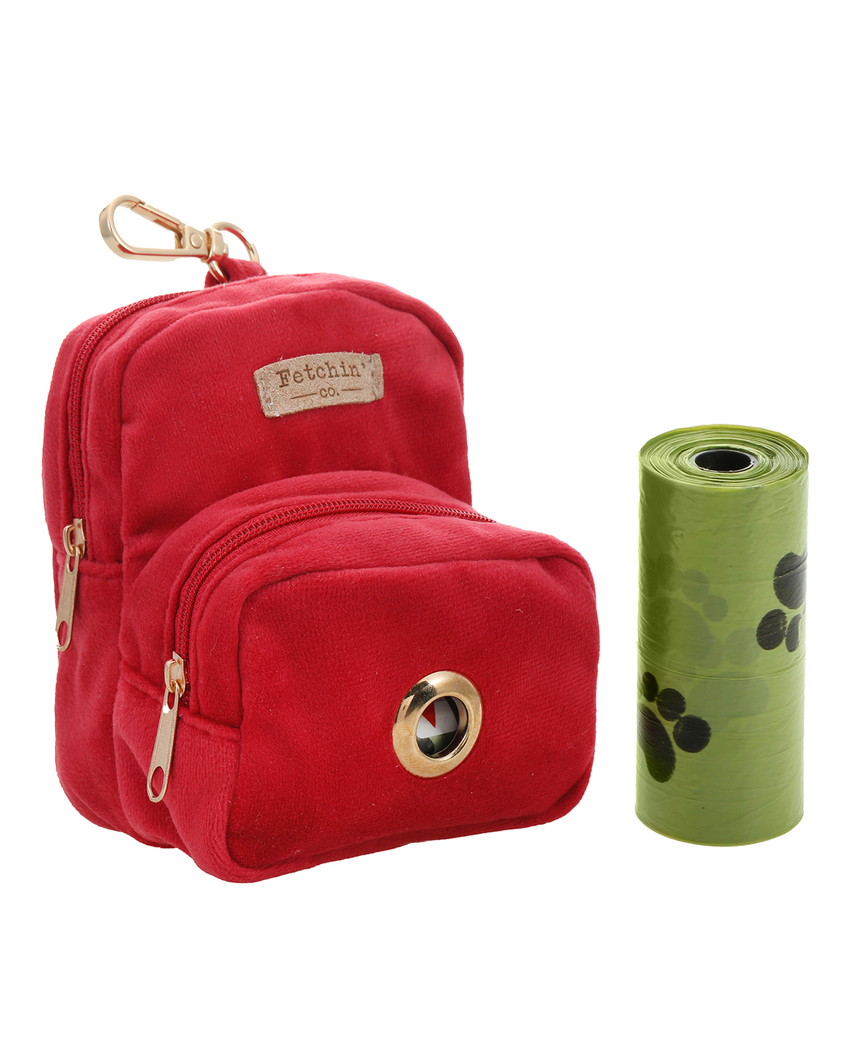 Red Velvet Mini Backpack Pet Waste Bag & Treat Holder