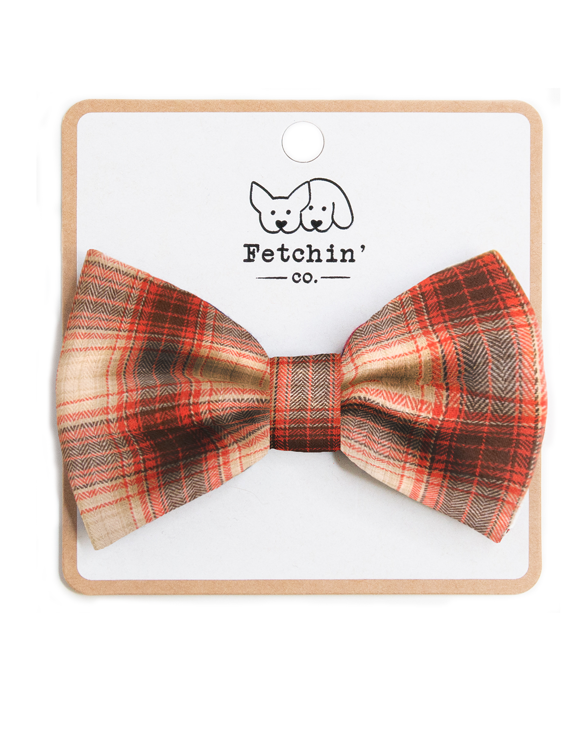 Rust Plaid Collar Bow Tie