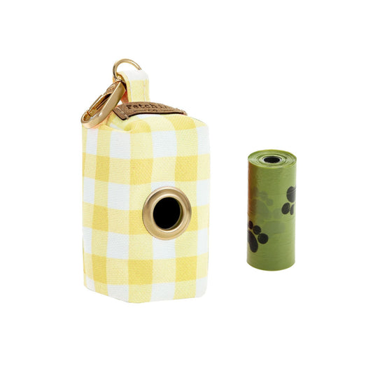 Yellow Gingham Pet Waste Bag Holder