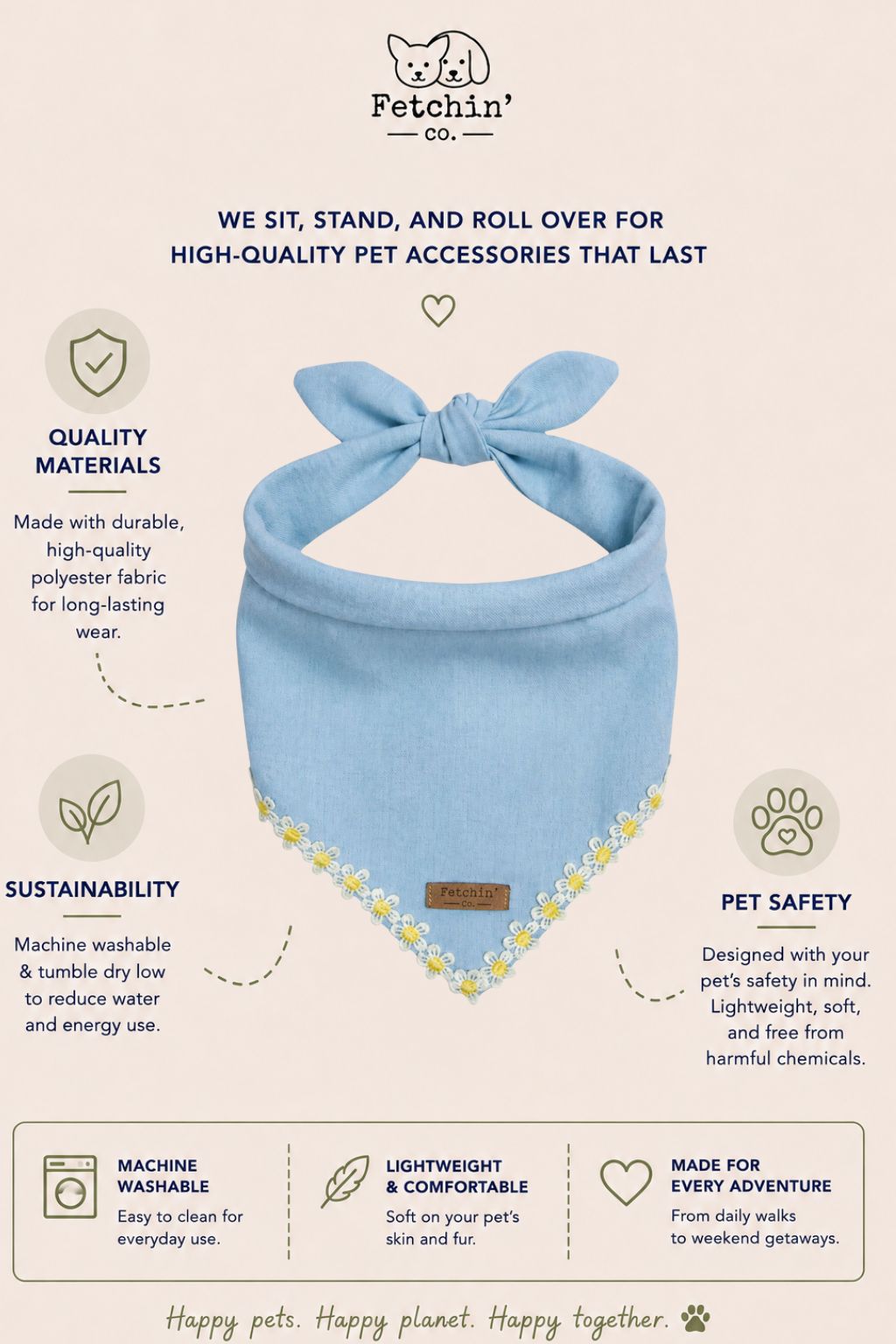 Chambray Daisy Chain Bandana