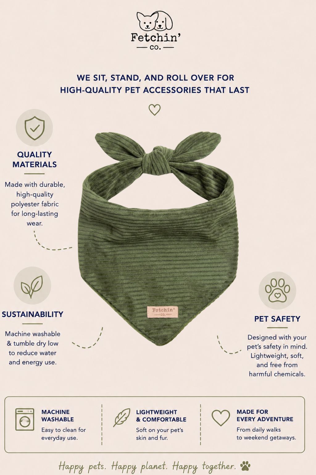 Green Corduroy Bandana