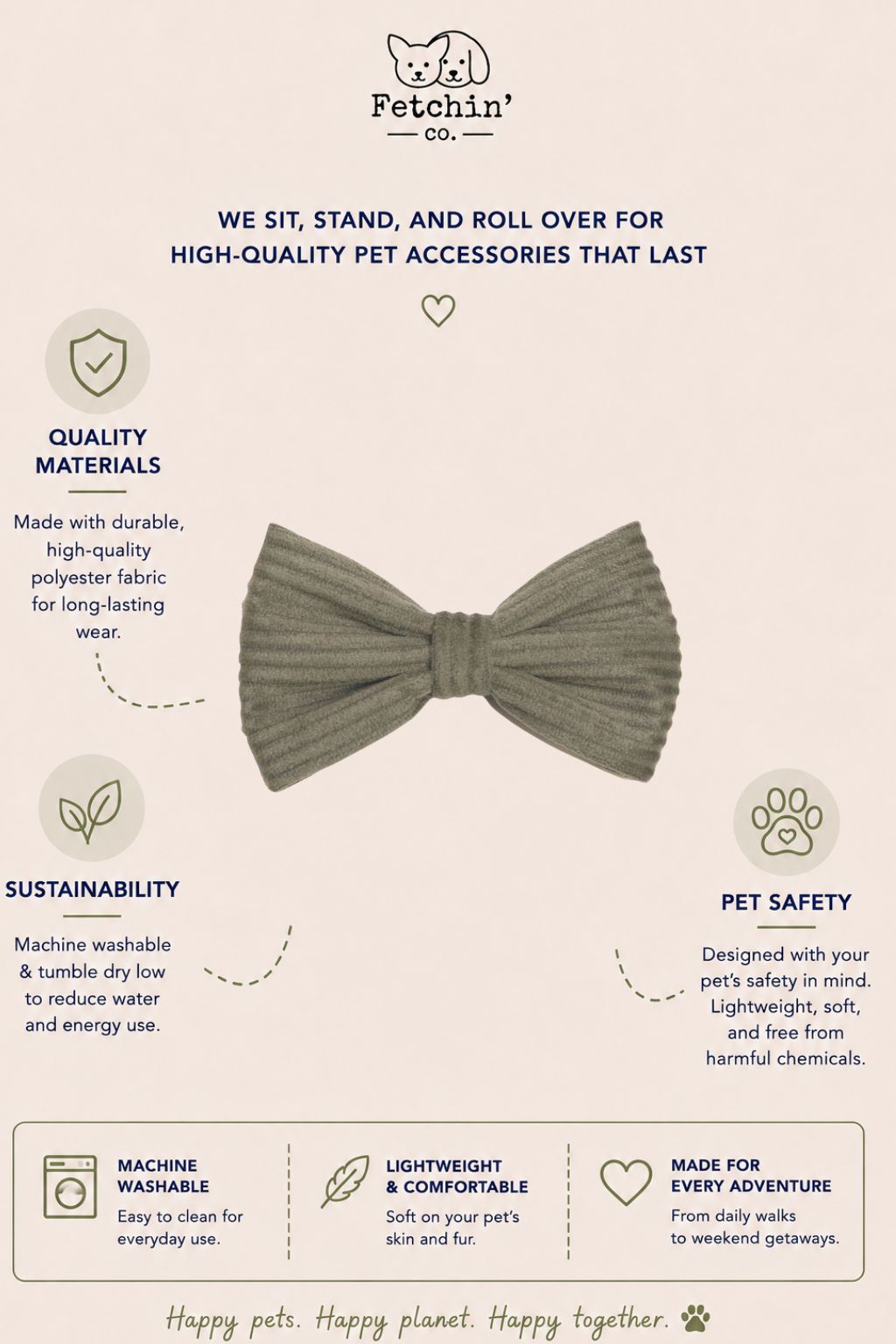 Green Corduroy Collar Bow Tie