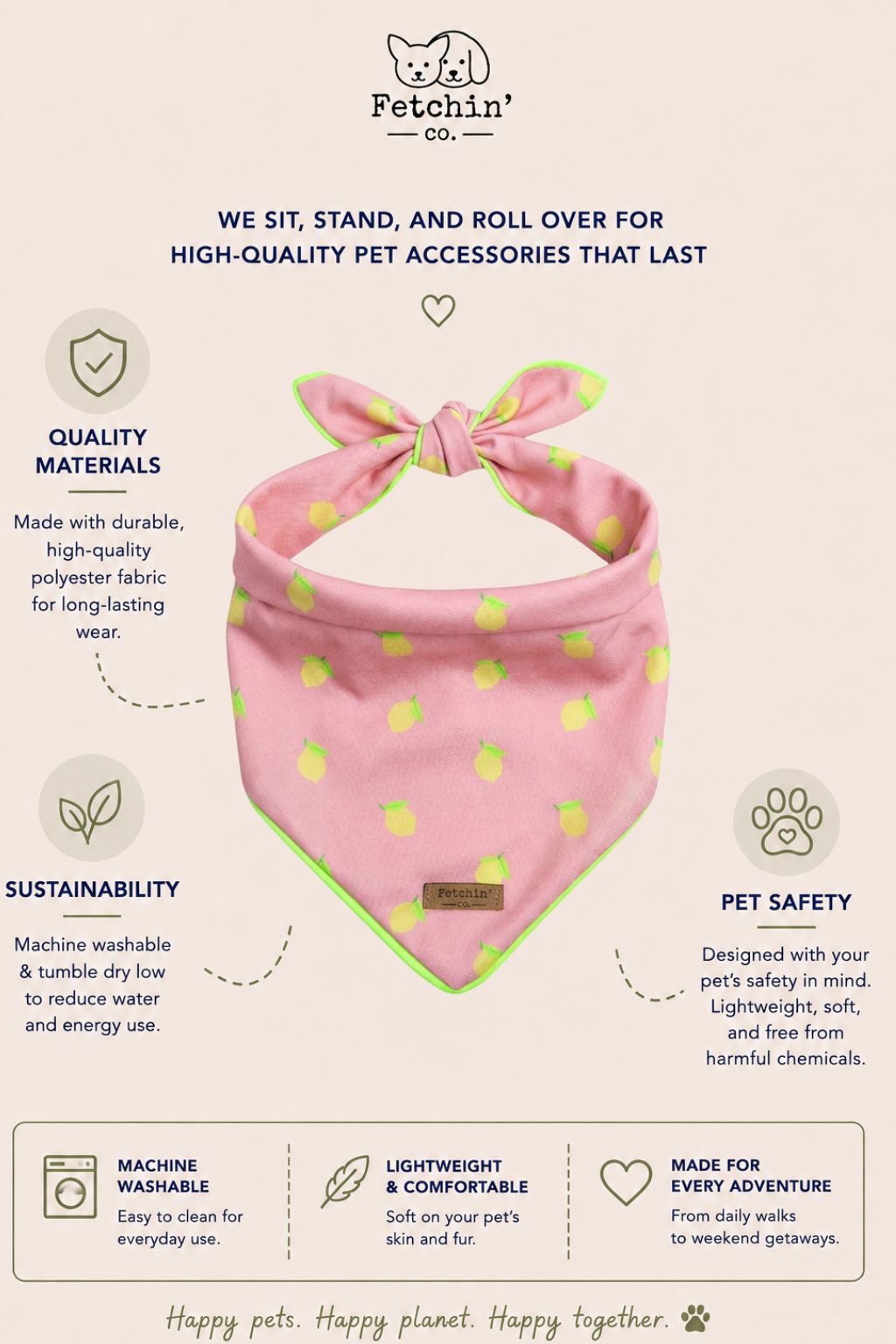 Pink Lemonade Printed Bandana