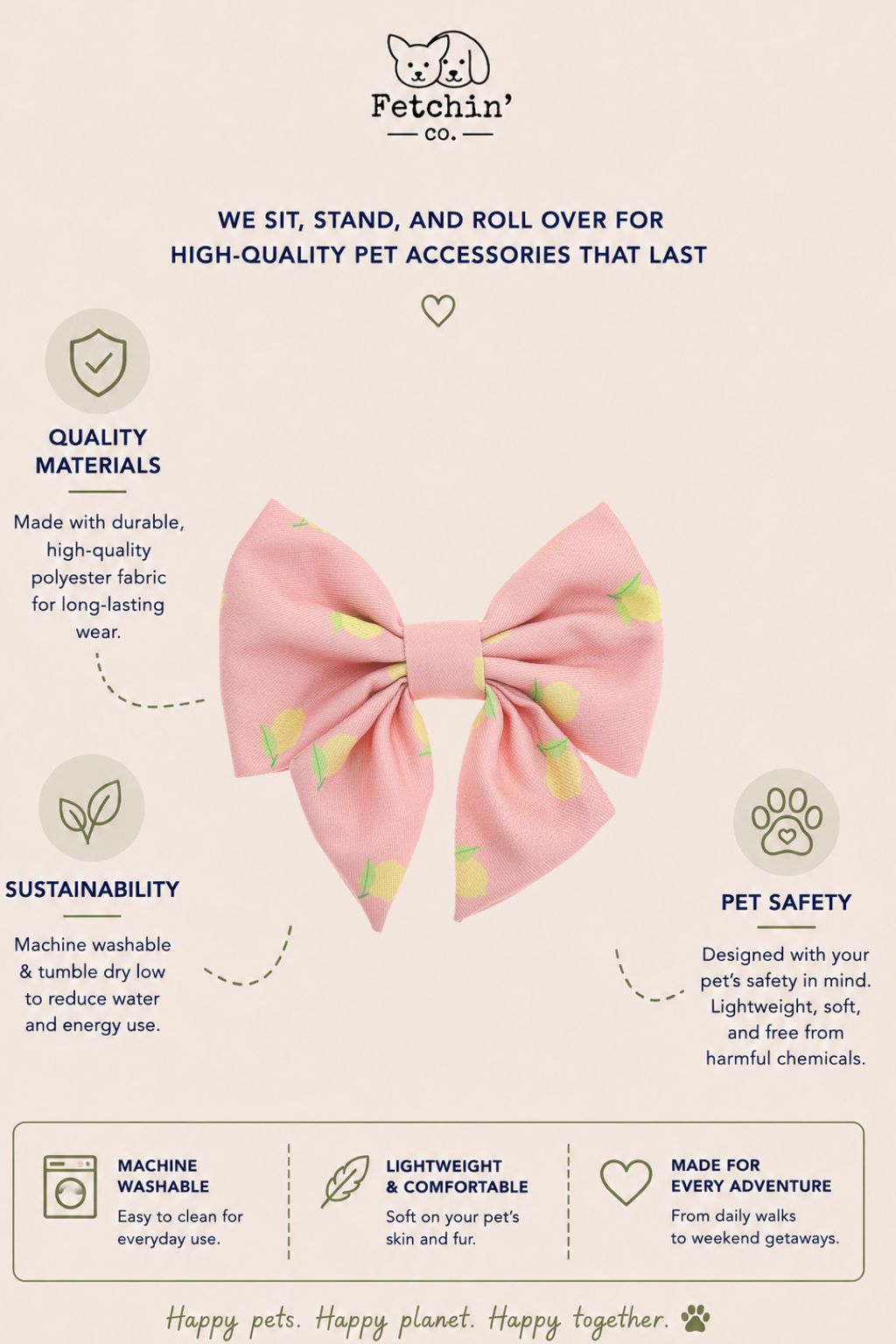 Pink Lemonade Collar Bow