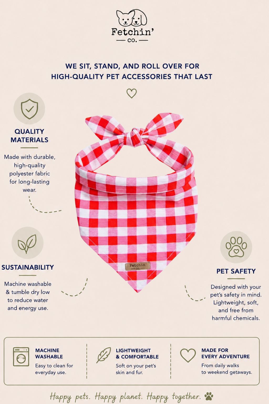 Red Gingham Bandana