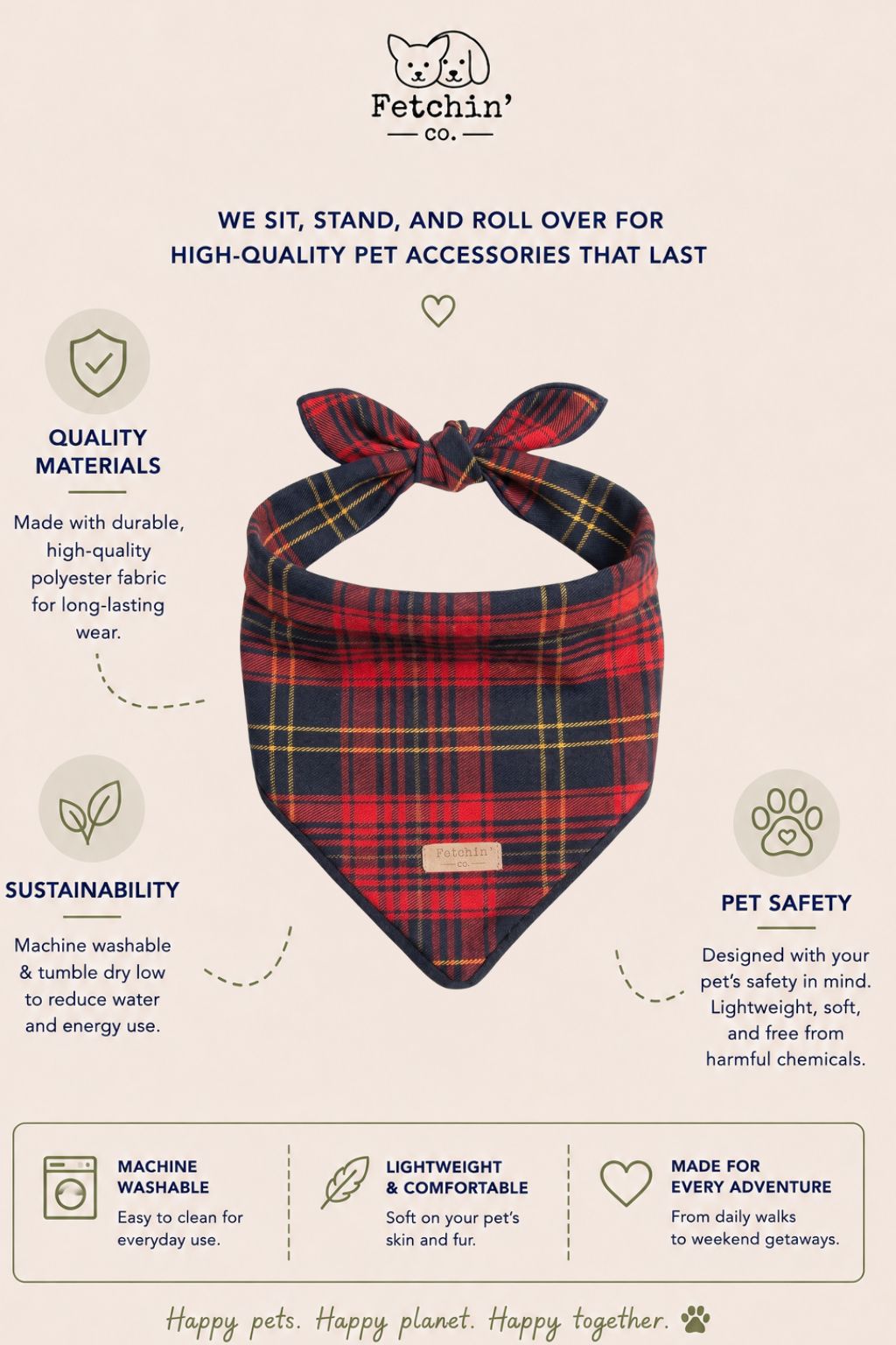 Red Plaid Bandana