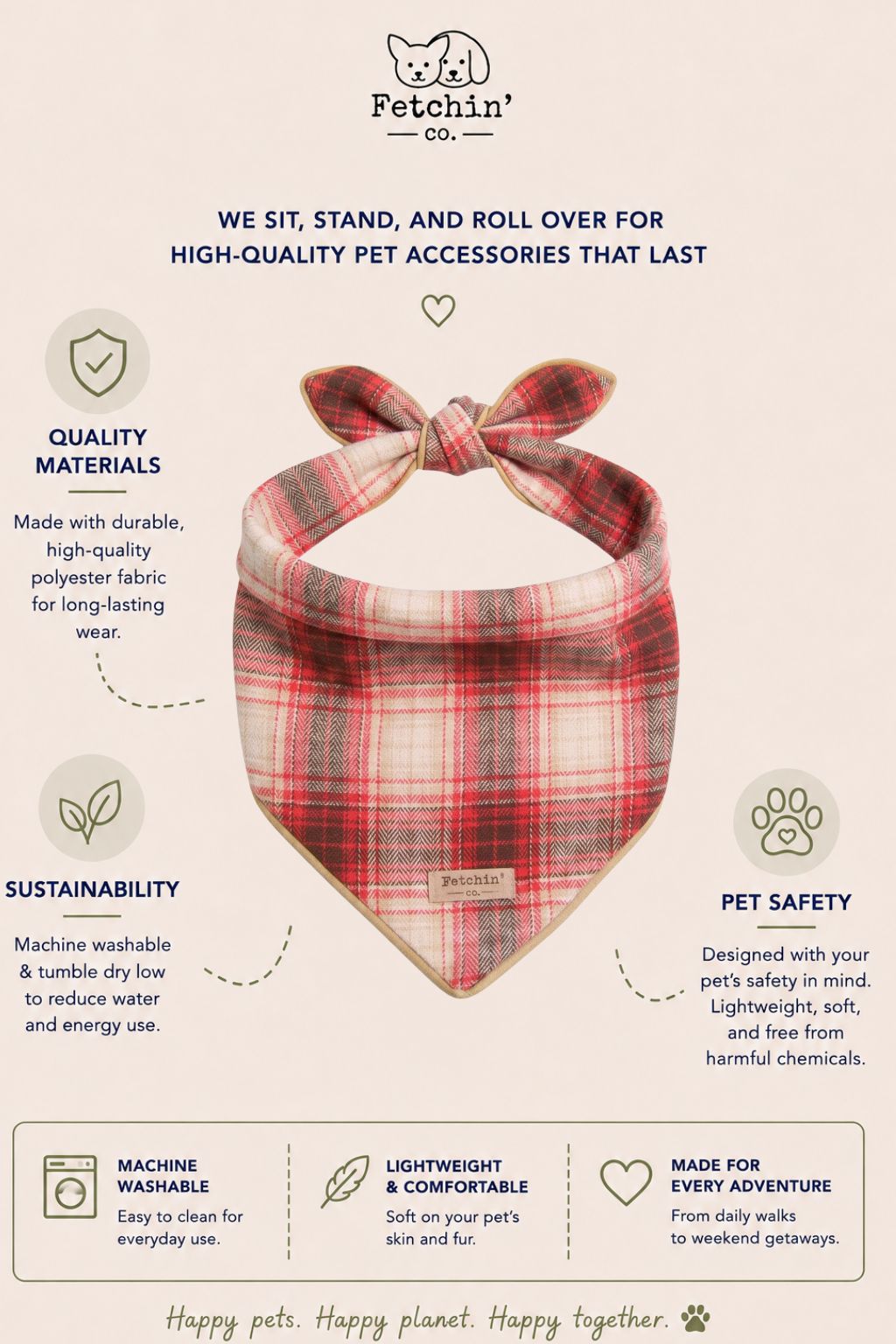 Rust Plaid Bandana